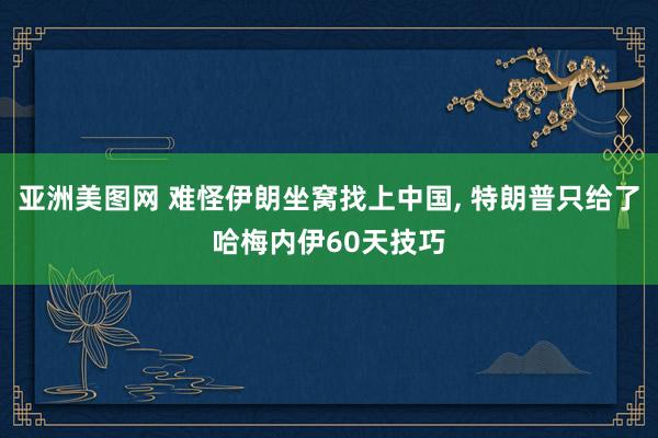 亚洲美图网 难怪伊朗坐窝找上中国， 特朗普只给了哈梅内伊60天技巧