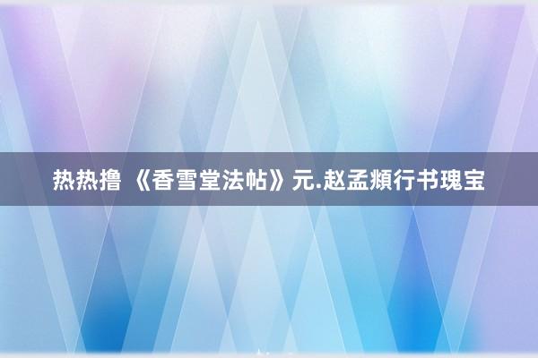 热热撸 《香雪堂法帖》元.赵孟頫行书瑰宝